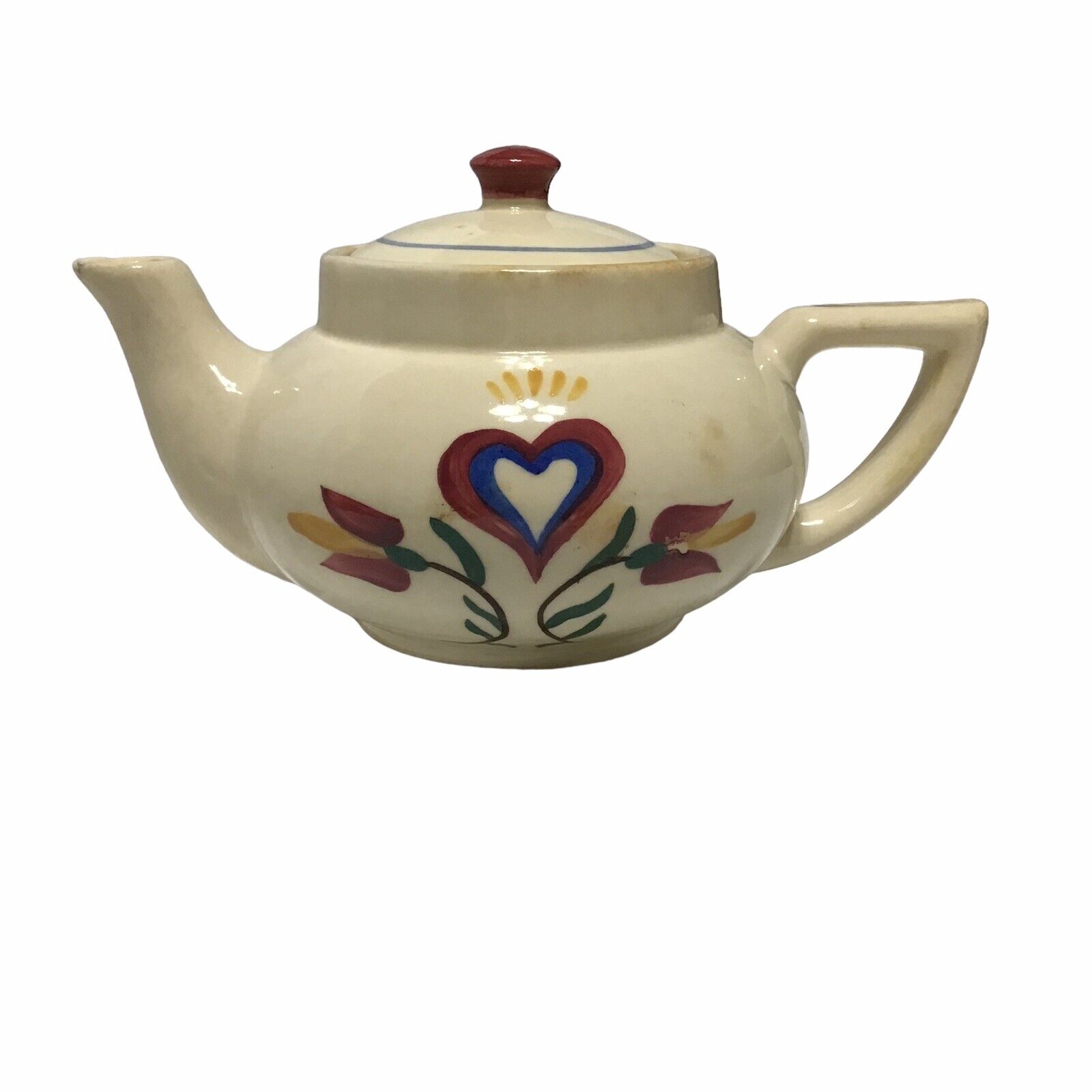 VINTAGE SHAWNEE Pottery Pennsylvania Dutch Pattern Tulip 3 cup Size Teapot EUC