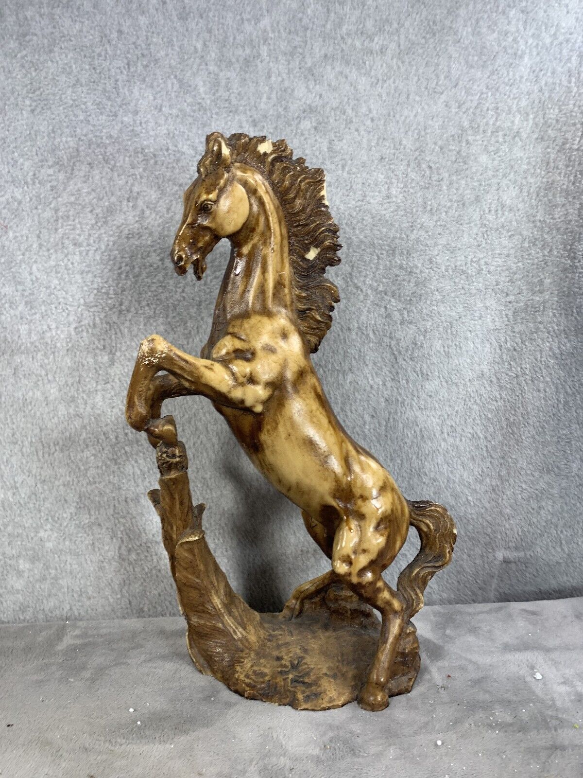 Vintage Jumping Horse Figurine Carved Resin Artmark 14\
