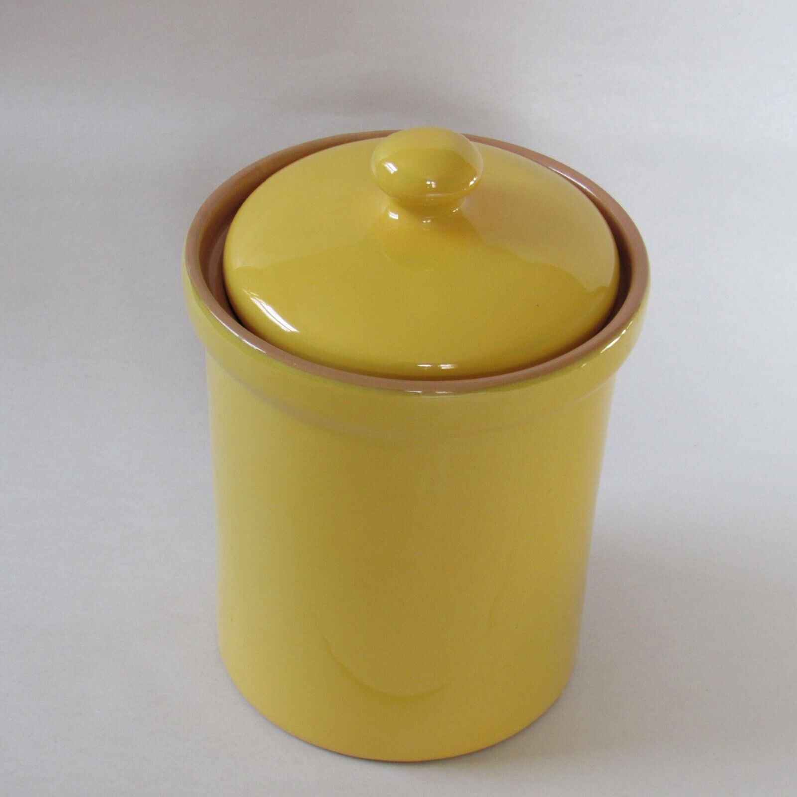 Vintage Italian Lidded Canister Yellow Glazed Pottery Stamped Made in Italy
