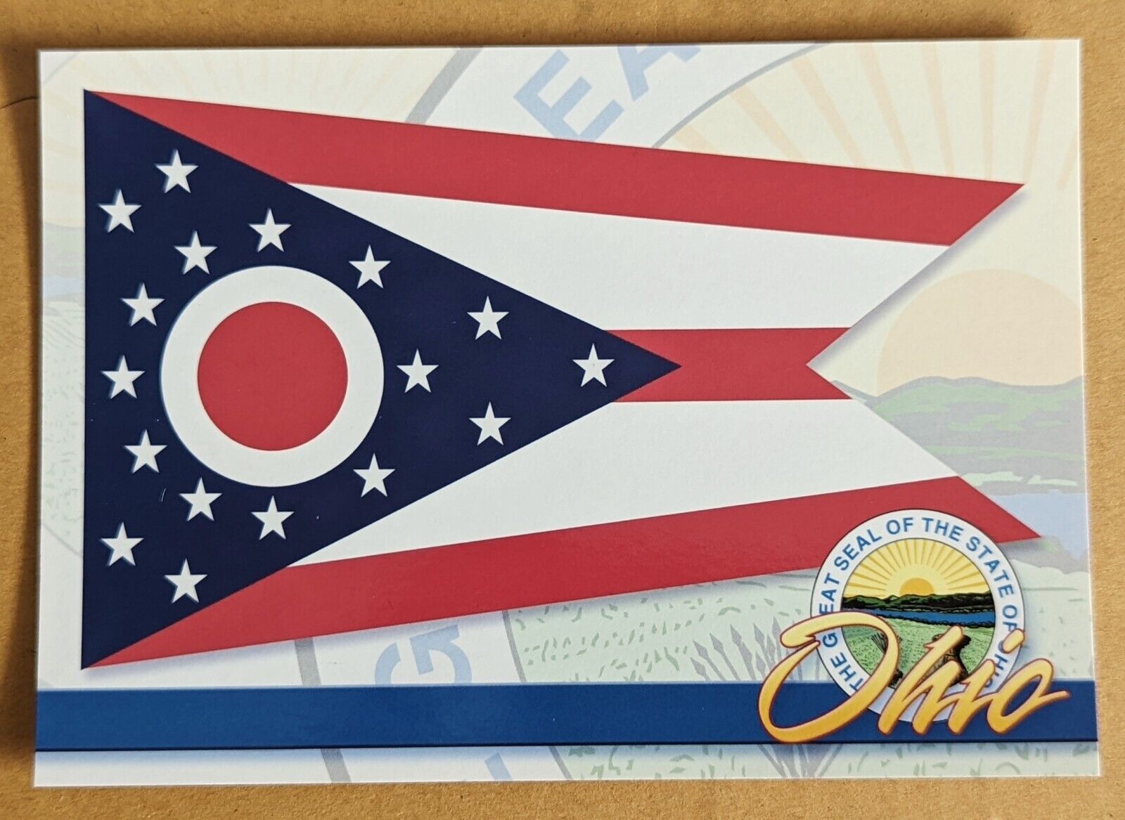 Postcard OH: Ohio State Flag.