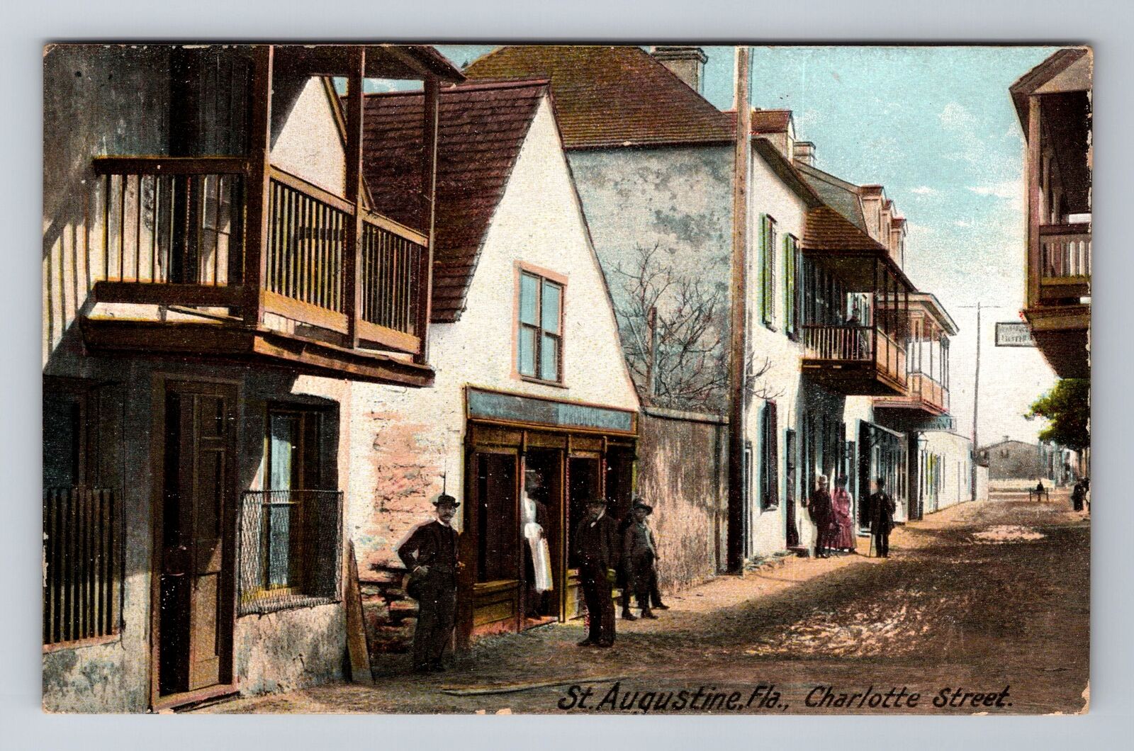 St Augustine FL-Florida, Charlotte Street, Antique, Vintage c1910 Postcard