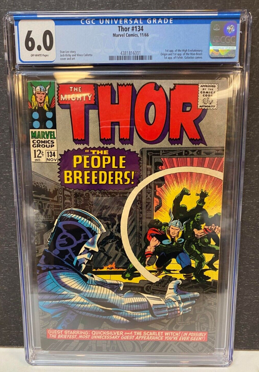 Thor #134 CGC 6.0 - 1st appearance High Evolutionary - GotG Vol 3 movie - 1966