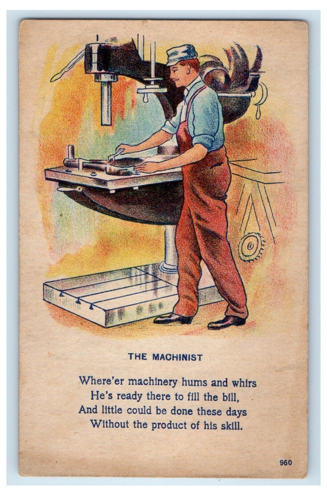 c1910's The Machinist Worker Factory Press Poem Art Unposted Vintage Postcard