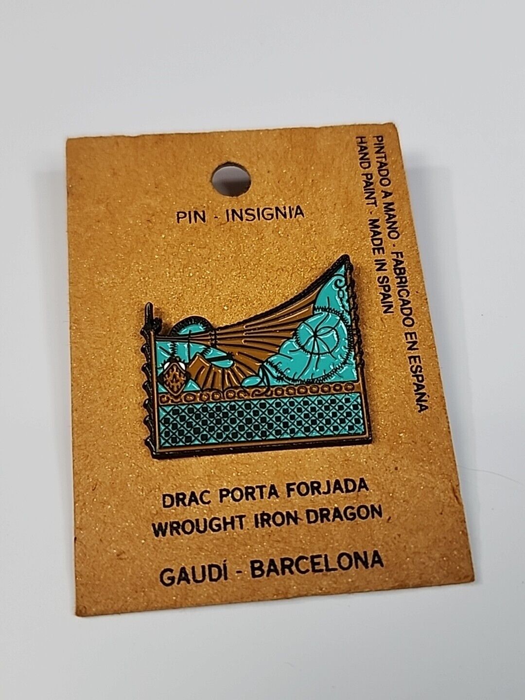Wrought Iron Dragon Sculpture By Gaudi Lapel Pin Barcelona 