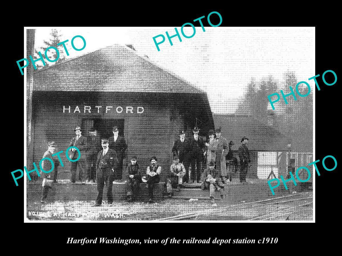 OLD 8x6 HISTORIC PHOTO OF HARTFORD WASHINGTON THE RAILROAD DEPOT STATION c1910