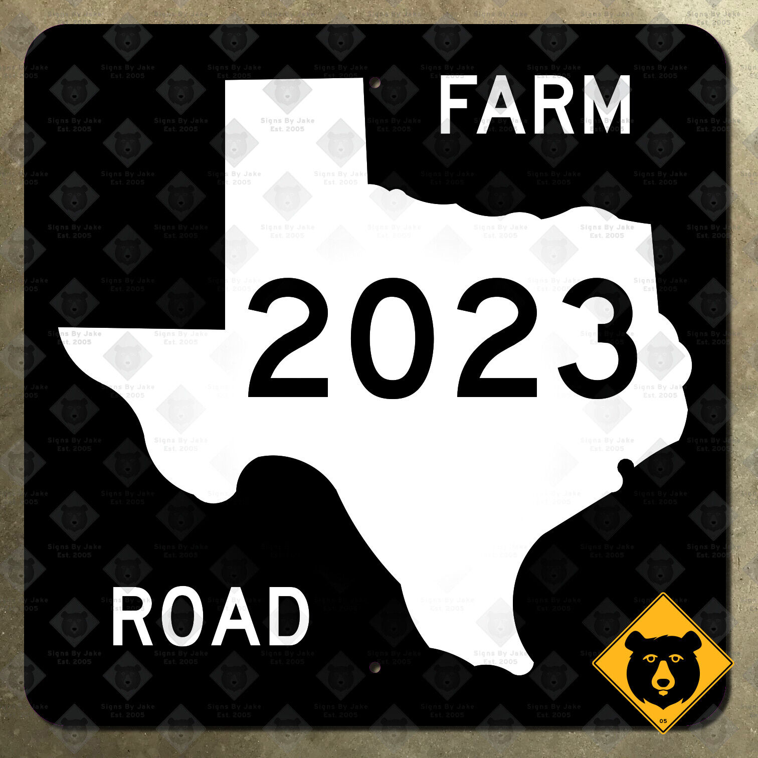 Texas Farm to Market Road 2023 route marker 1965 road sign US 59 Garrison 16x16