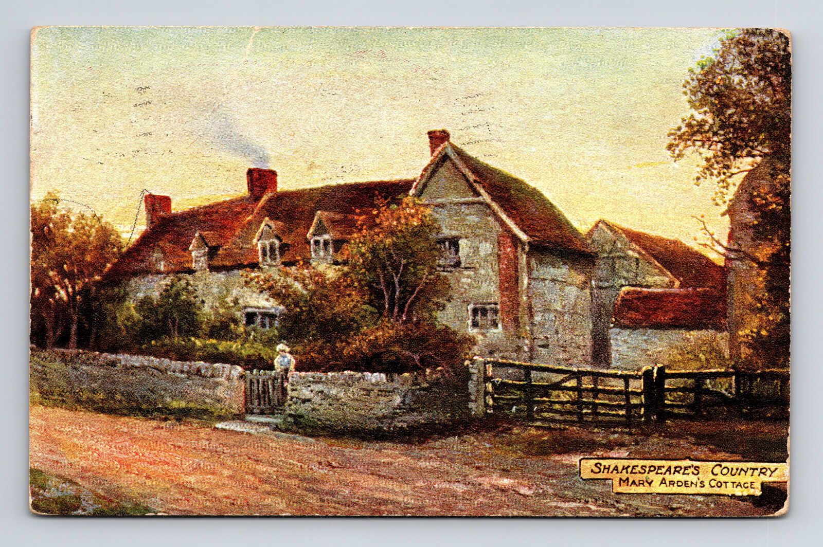 c1907 Mary Arden's Cottage Shakespeare's Country Raphael Tuck's Oilette Postcard