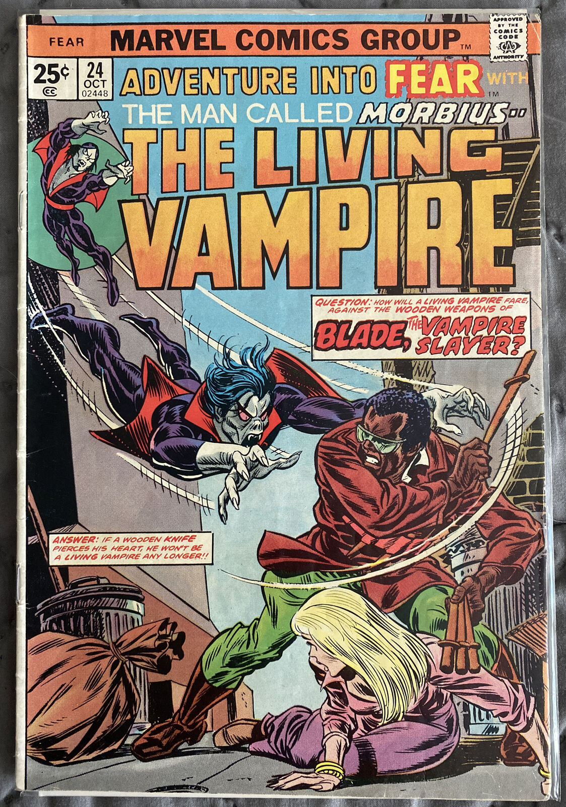 Adventure Into Fear #24 1st Print 1st Morbius vs Blade MVS Intact Marvel 1974