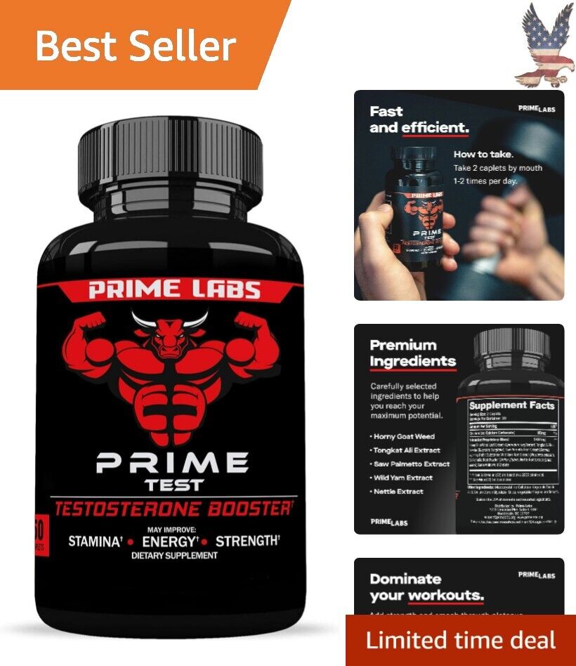 Men's Premium Testosterone Booster - Stamina, Endurance, & Strength - 60 Caplets