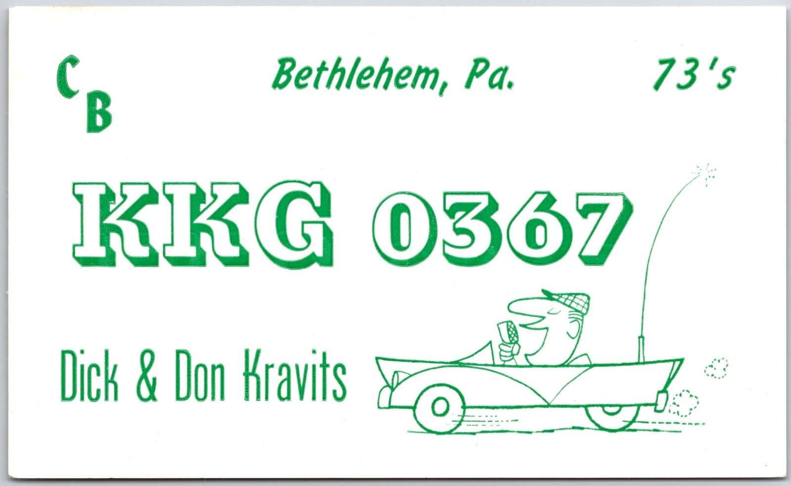QSL Radio Card Bethlehem Pennsylvania KKG 0367 Amateur Station Postcard
