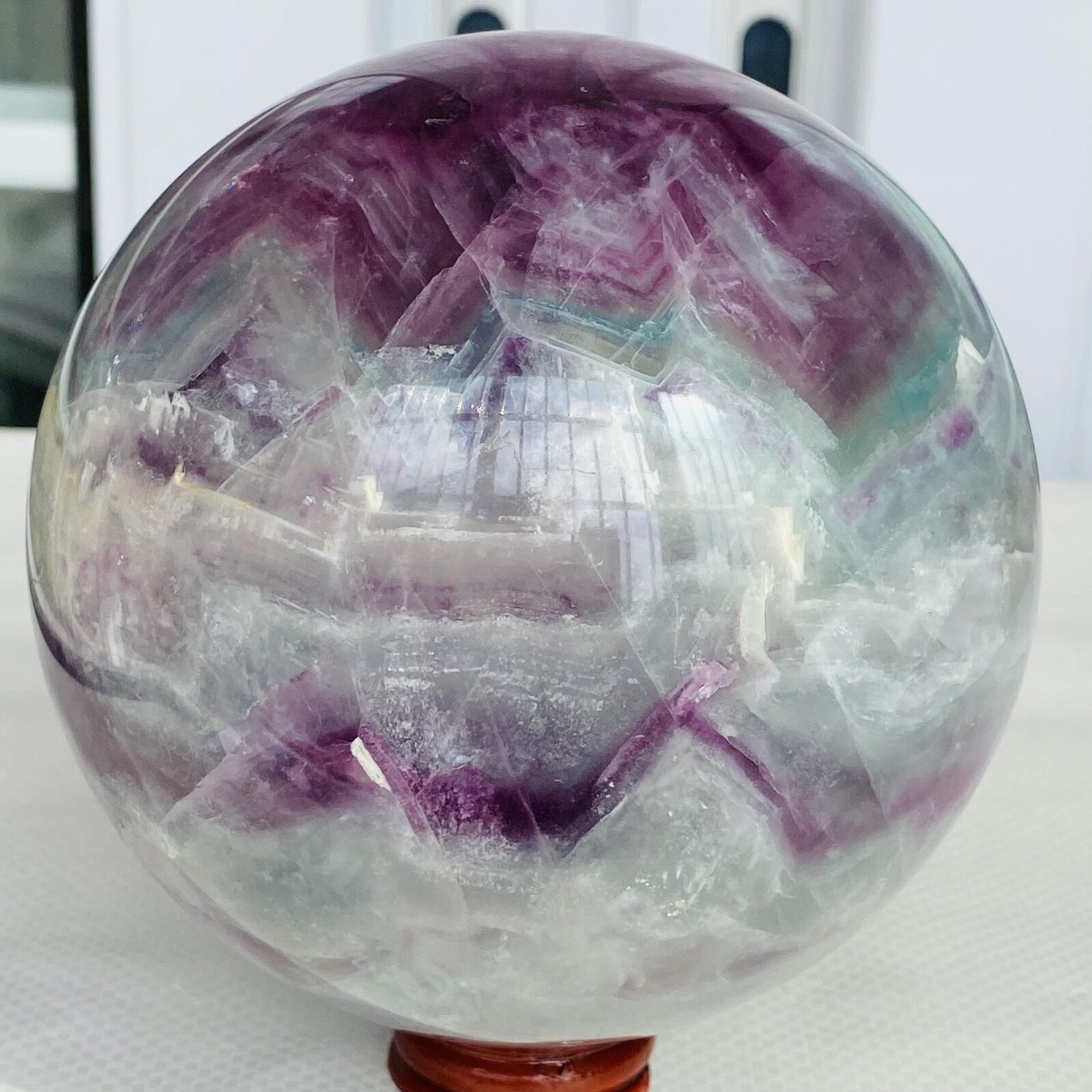 2960G Natural Fluorite ball Colorful Quartz Crystal Gemstone Healing