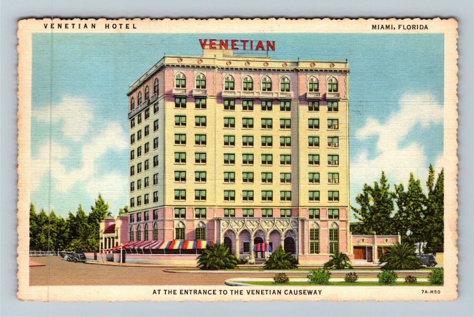 Miami, Florida, VENETIAN HOTEL, Advertising, c1937 Vintage Postcard