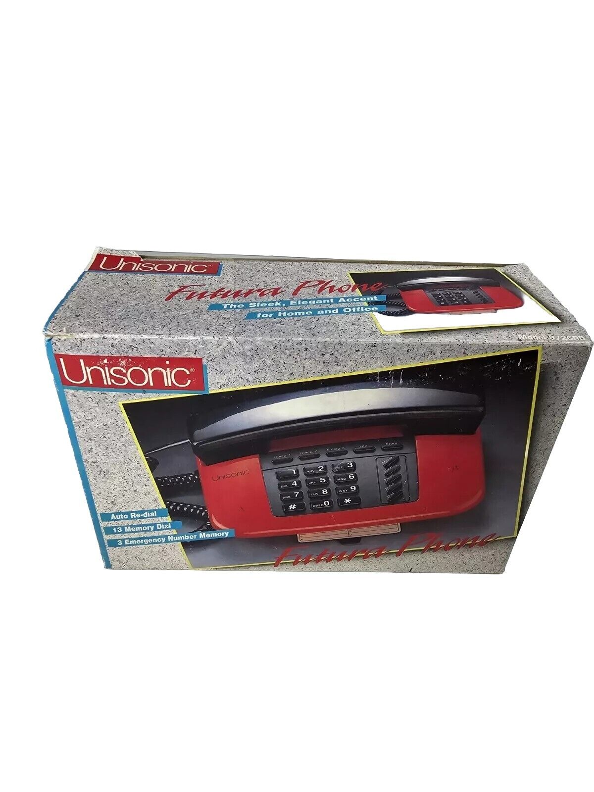 Unisonic Futura Phone Red/Black 9726RB Phone Corded Telephone 80's 90's Vtg Prop
