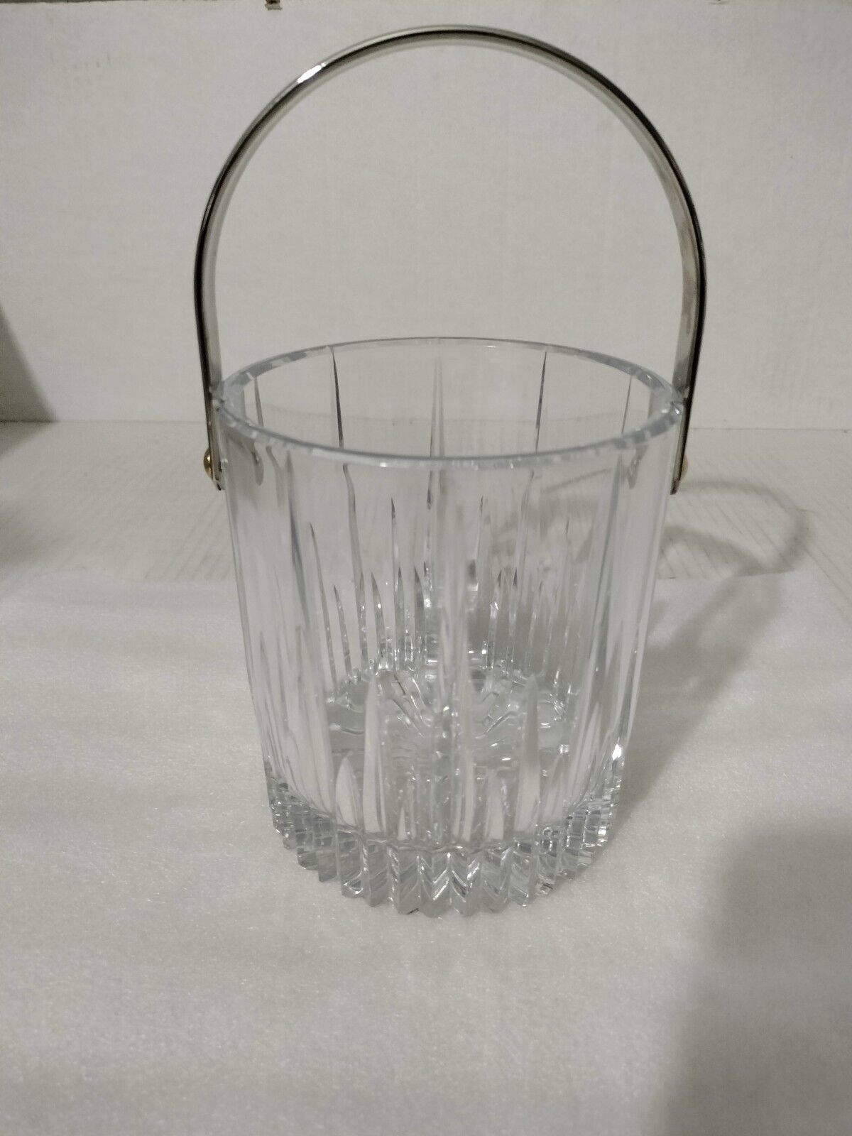 Vintage Cut Crystal Ice Bucket With Polished Chrome Handle. This Ice Bucket...