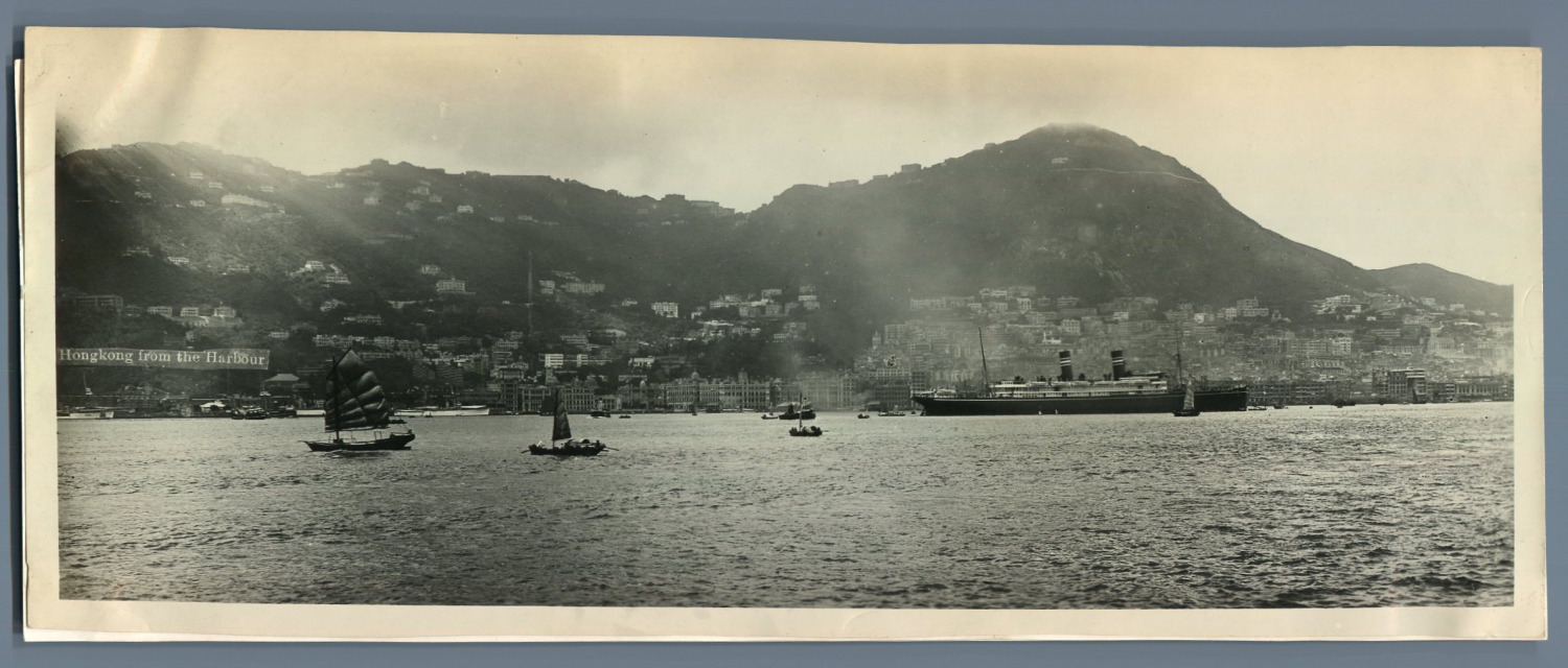 Panoramic view of Hong Kong ( ) from the Harbour Vintage Silver Print. China