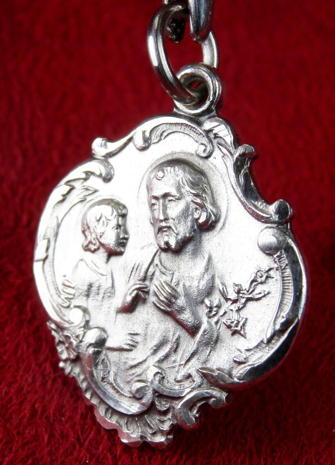 Carmelite Nun’s Vintage Guardian Angel Gabriel St. Joseph & Jesus Sterling Medal