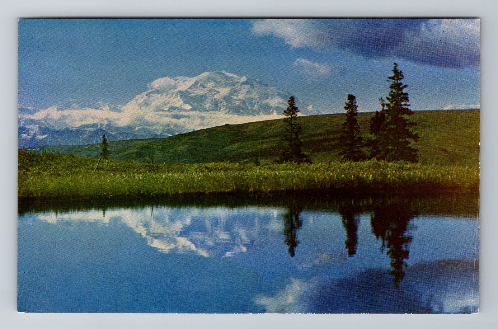 Mt McKinley AK-Alaska, Mount McKinley Reflections, Camp, Vintage Postcard