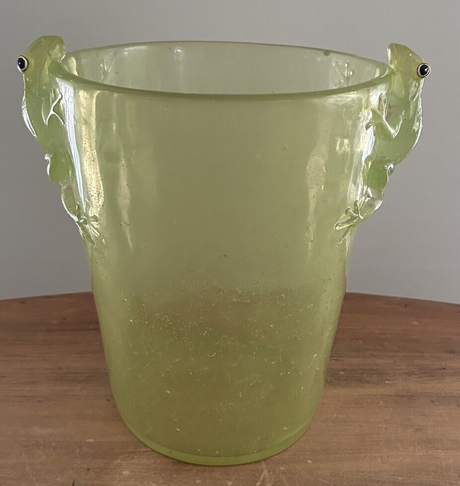 Vintage MCM Acrylic Lucite Green Frog Ice Bucket Wastebasket
