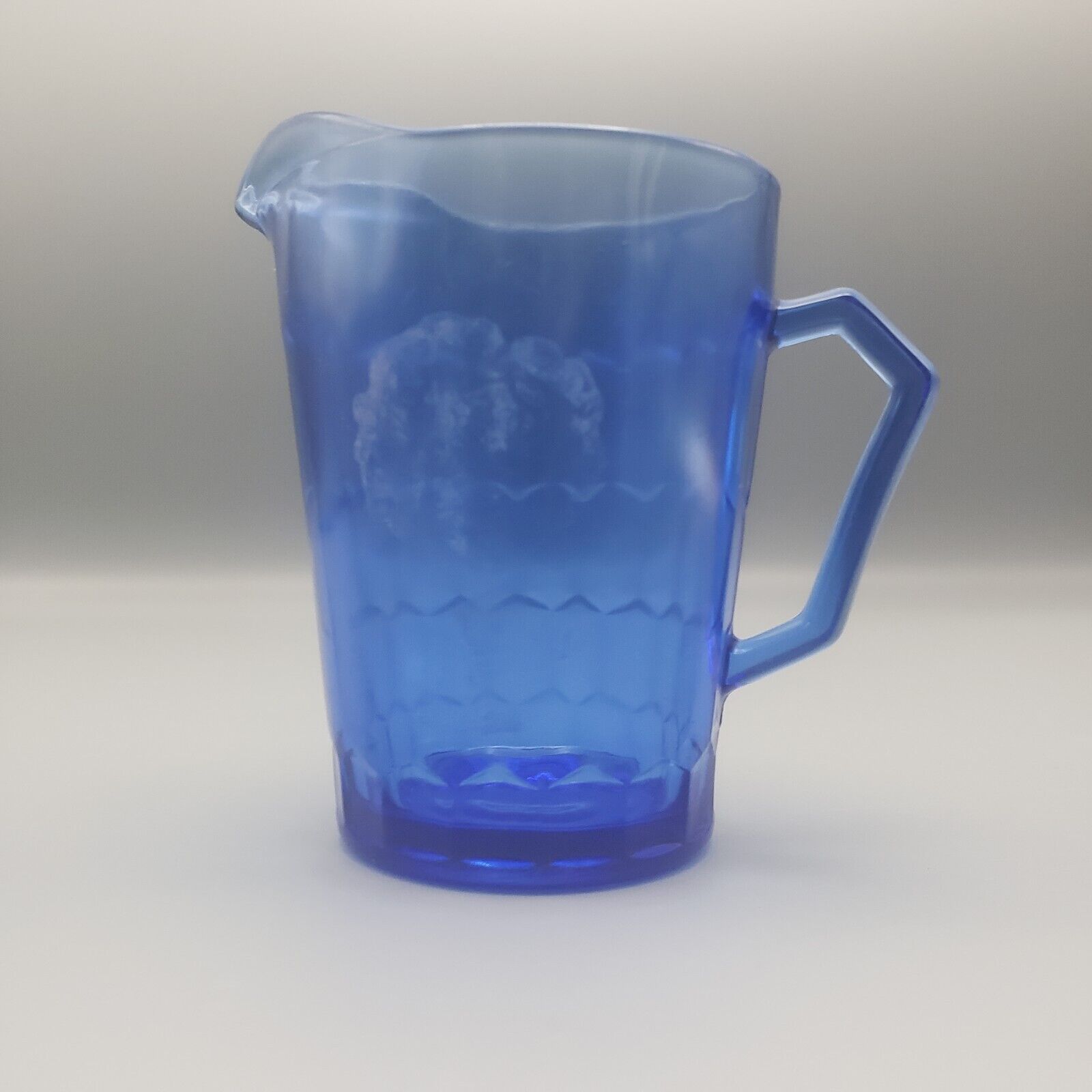 Vintage 1930s Shirley Temple Cobalt Blue Pitcher Creamer - Hazel Atlas Glass