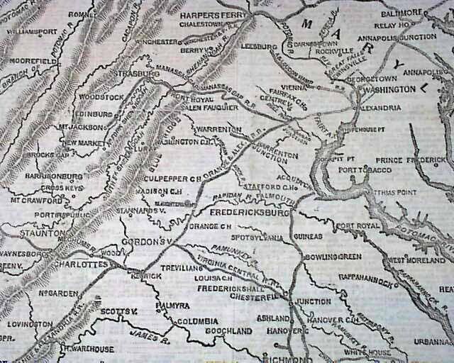 First Battle of Rappahannock Station Civil War MAP Stonewall Jackson 1862 News  