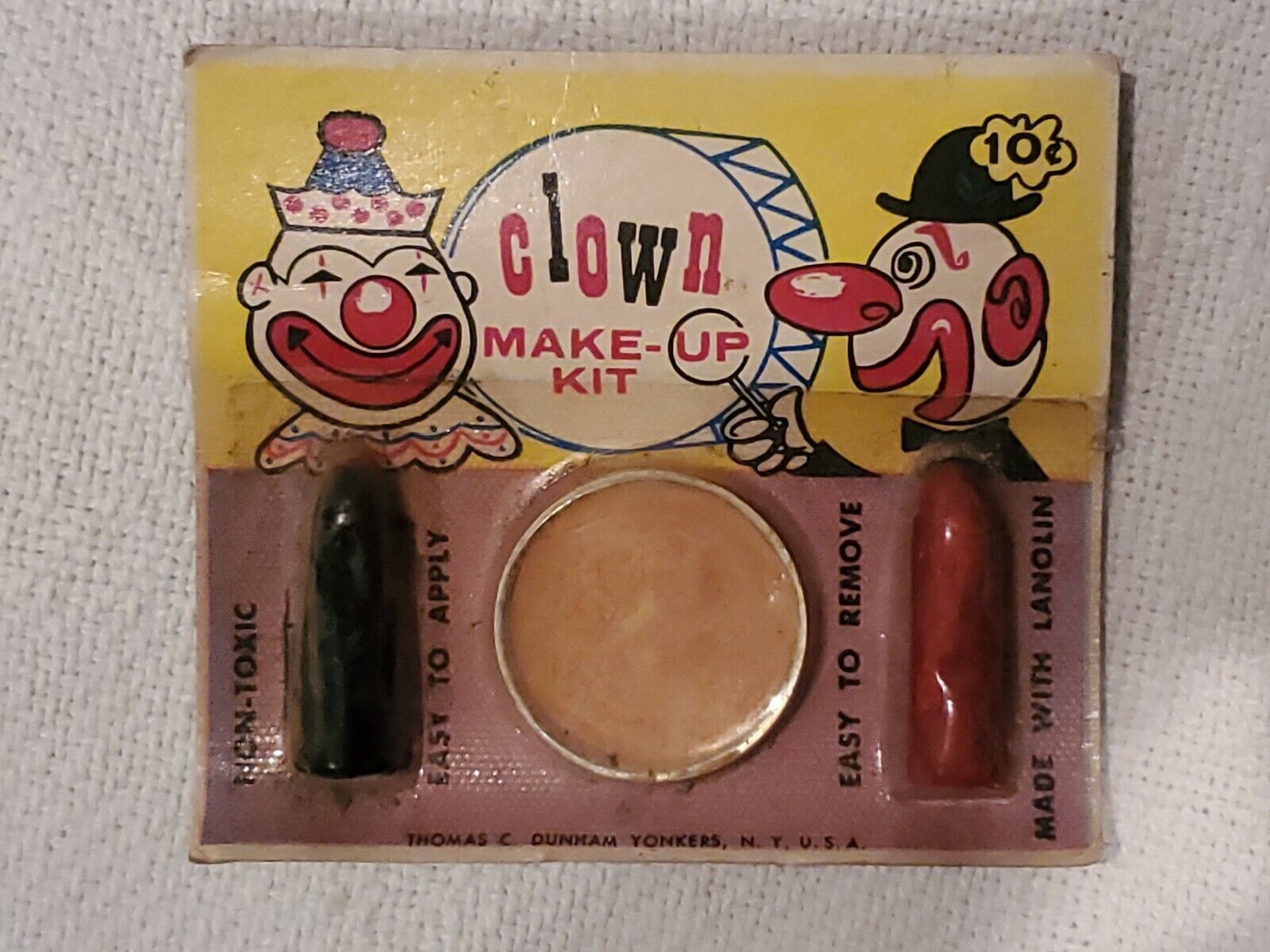 Vintage 1940's Circus Carnival Clown Makeup Make-up Kit Thomas Dunham Yonkers NY
