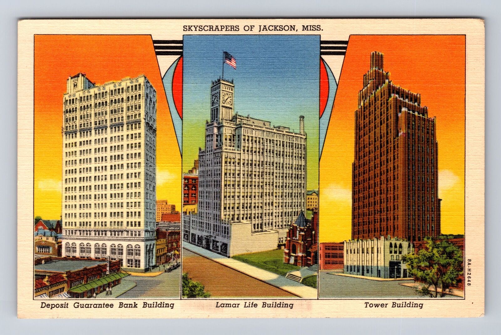 Jackson MS-Mississippi, Skyscrapers of Jackson, Antique Vintage Postcard