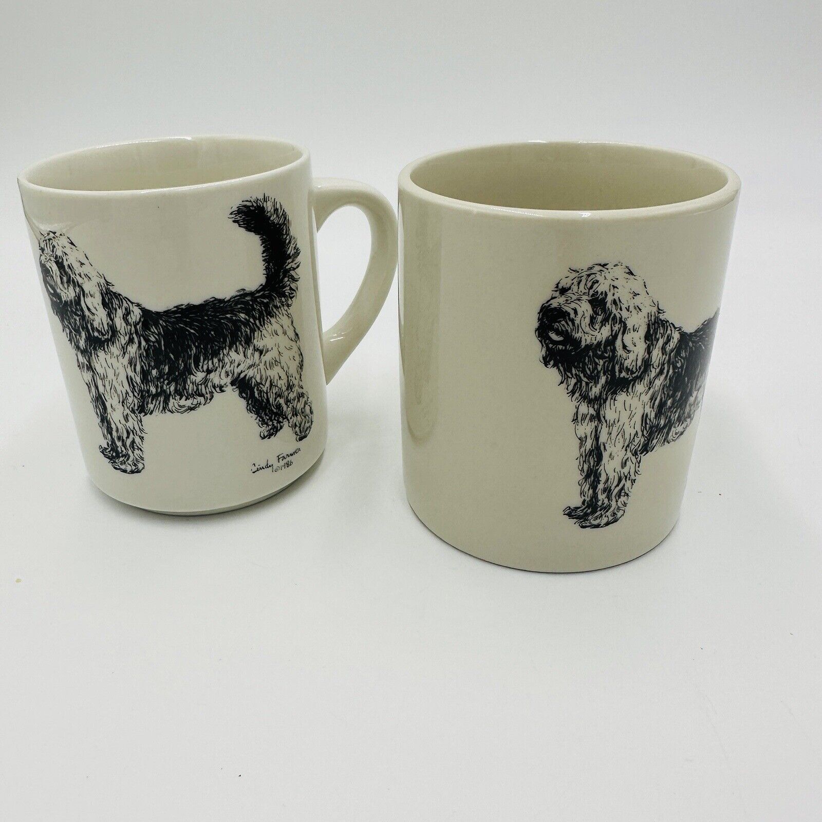Cindy Farmer Coffee Mug Otterhound Dog Set 2 Serveware Ceramics Vintage