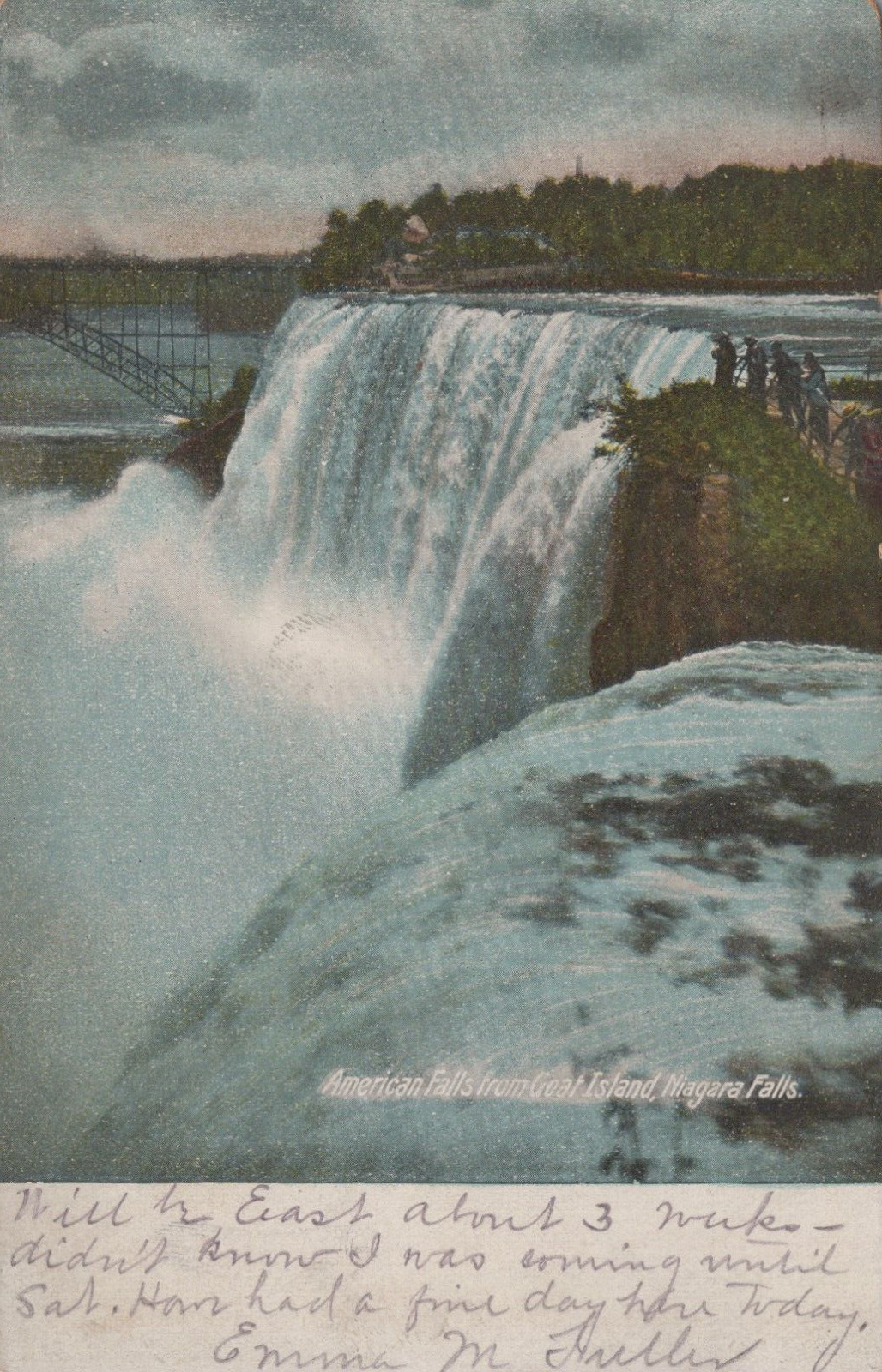 American Falls Niagara Falls Goat Island NY Posted Dividedback Vintage Postcard