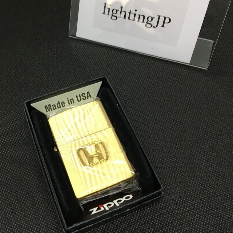 Zippo Honda Emblem Logo Metal Gold Regular Case Brass Oil Lighter Japan