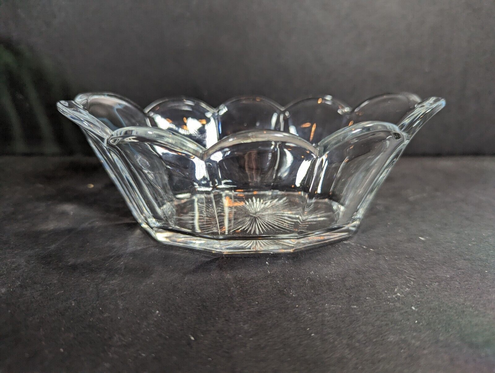 Vintage Heisey Crystal Bowls, 2 piece, 1920's glass Candy Dishes with Back Stamp