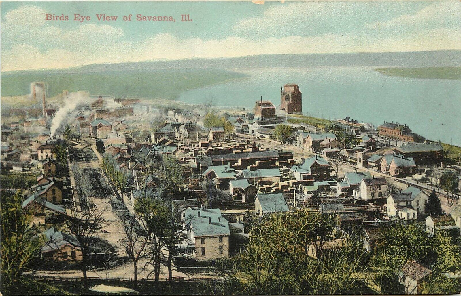 Vintage Postcard; Birdseye View of Savannah IL Carroll County, Wheelock 