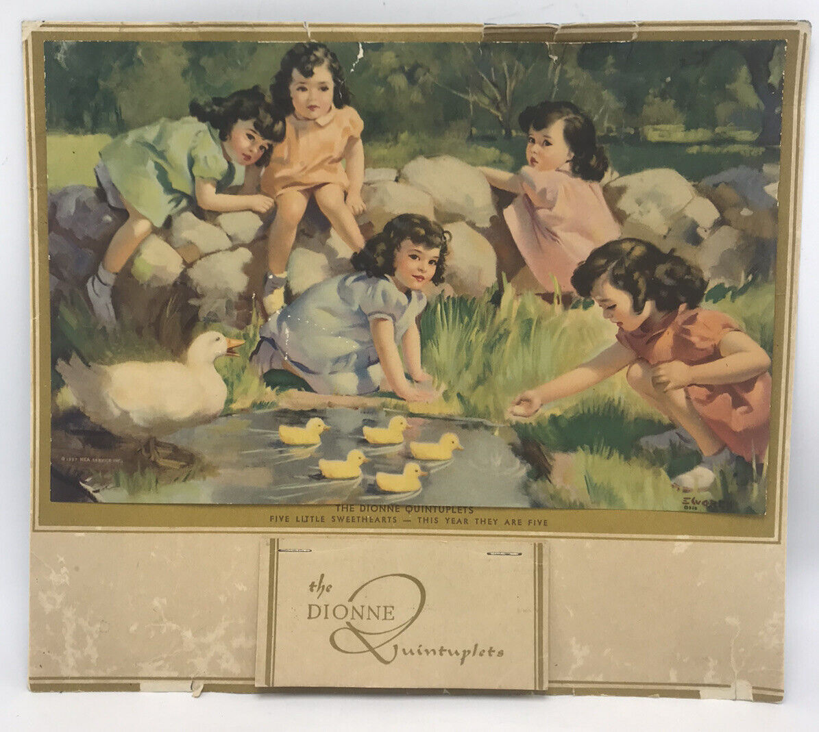 Vtg 1939 Dionne Quintuplets Wall Calendar - The Quintuplets at Five Years Old