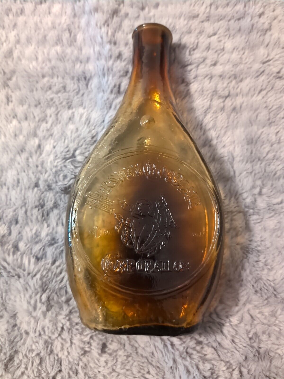 Vintage Hershey's Chocolate Corp. Glass Bottle Amber Embossed Glass 9.5