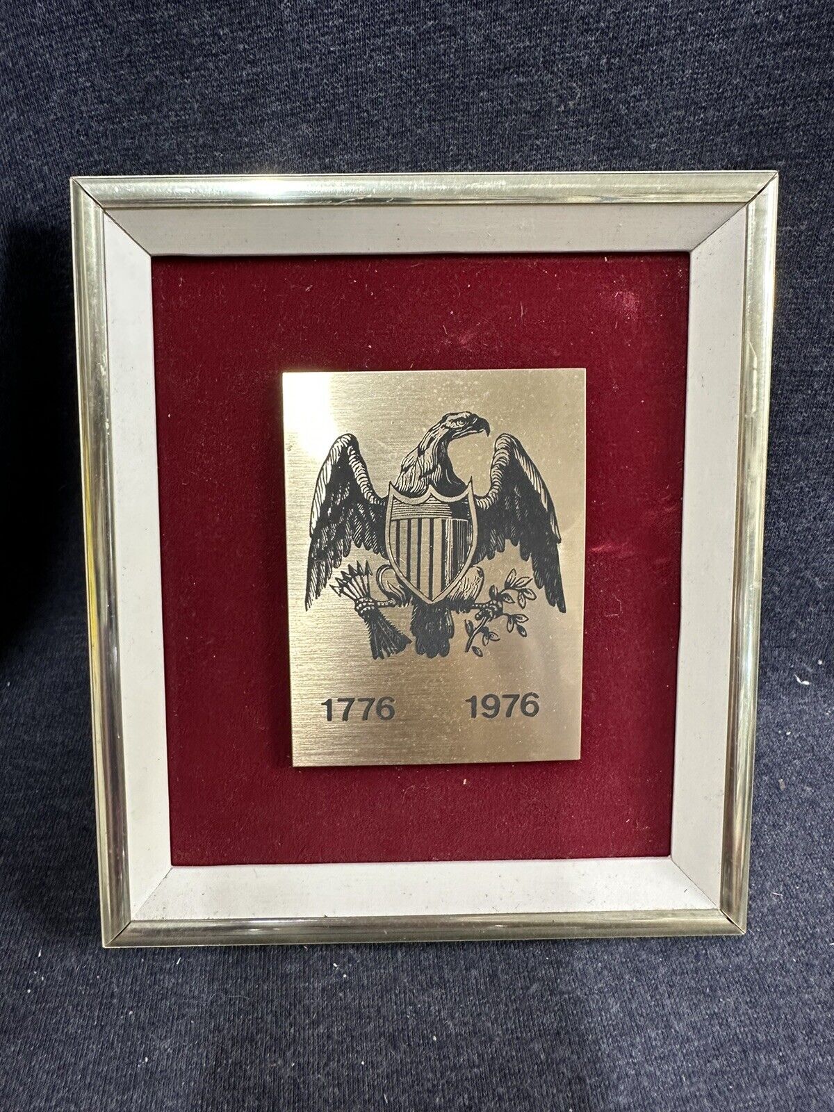 Rare Metal Engraving 1776-1976 bicentennial Eagle United States Shield Framed