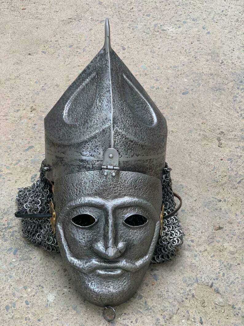 Medieval Ottoman Empire Helmet Knight Larp With Chainmail Norman Helmet