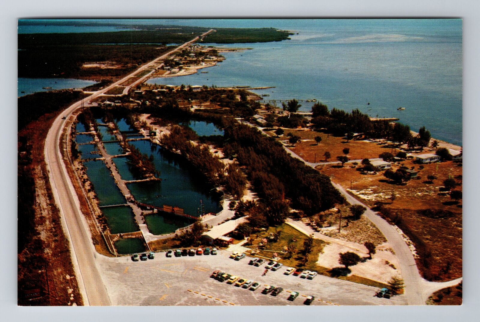 Key West FL-Florida, Aerial Islamorada On Highway, Antique, Vintage Postcard