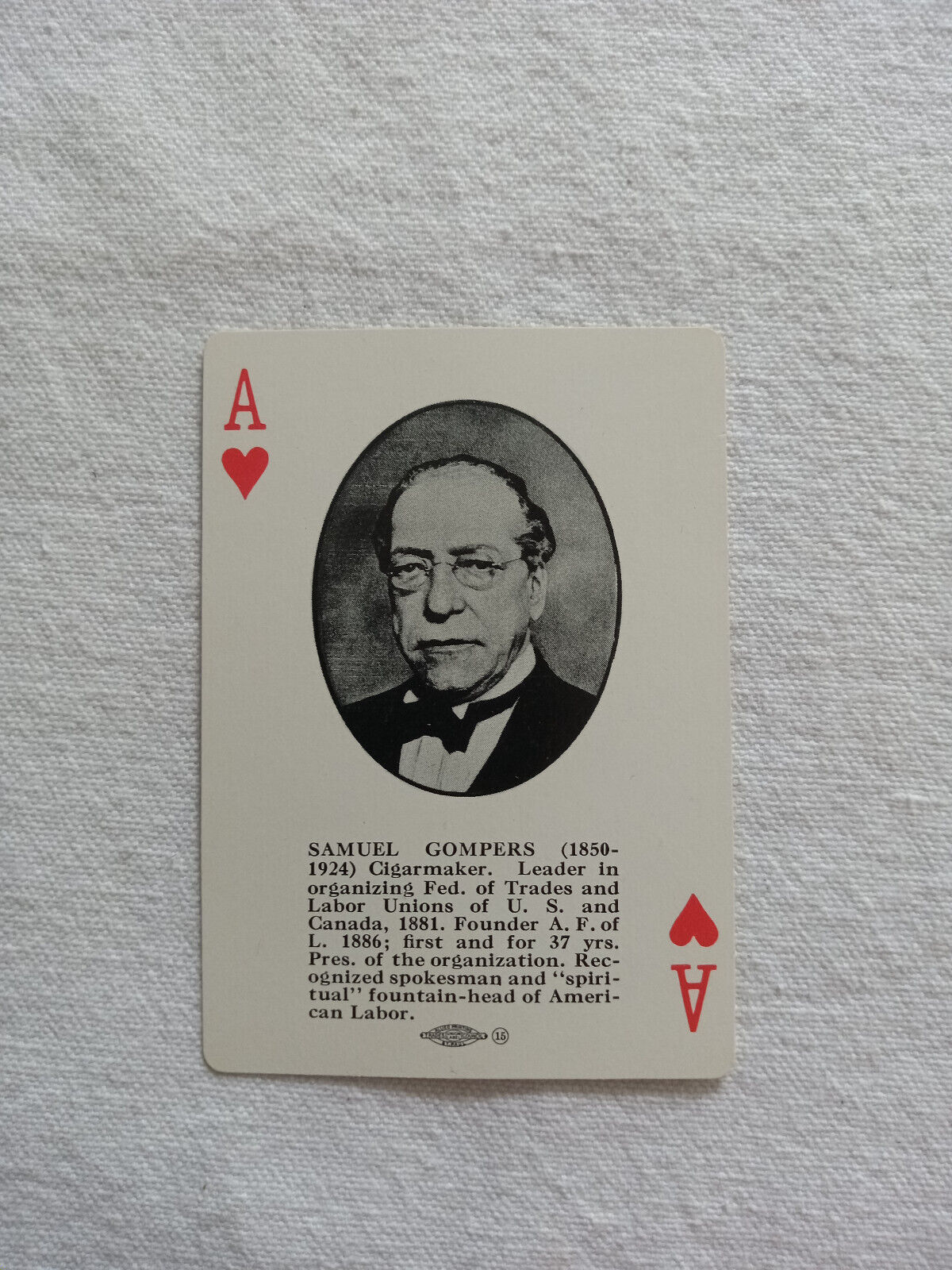 Samuel Gompers Playing Card Vintage Labor Union AFL President 1950s