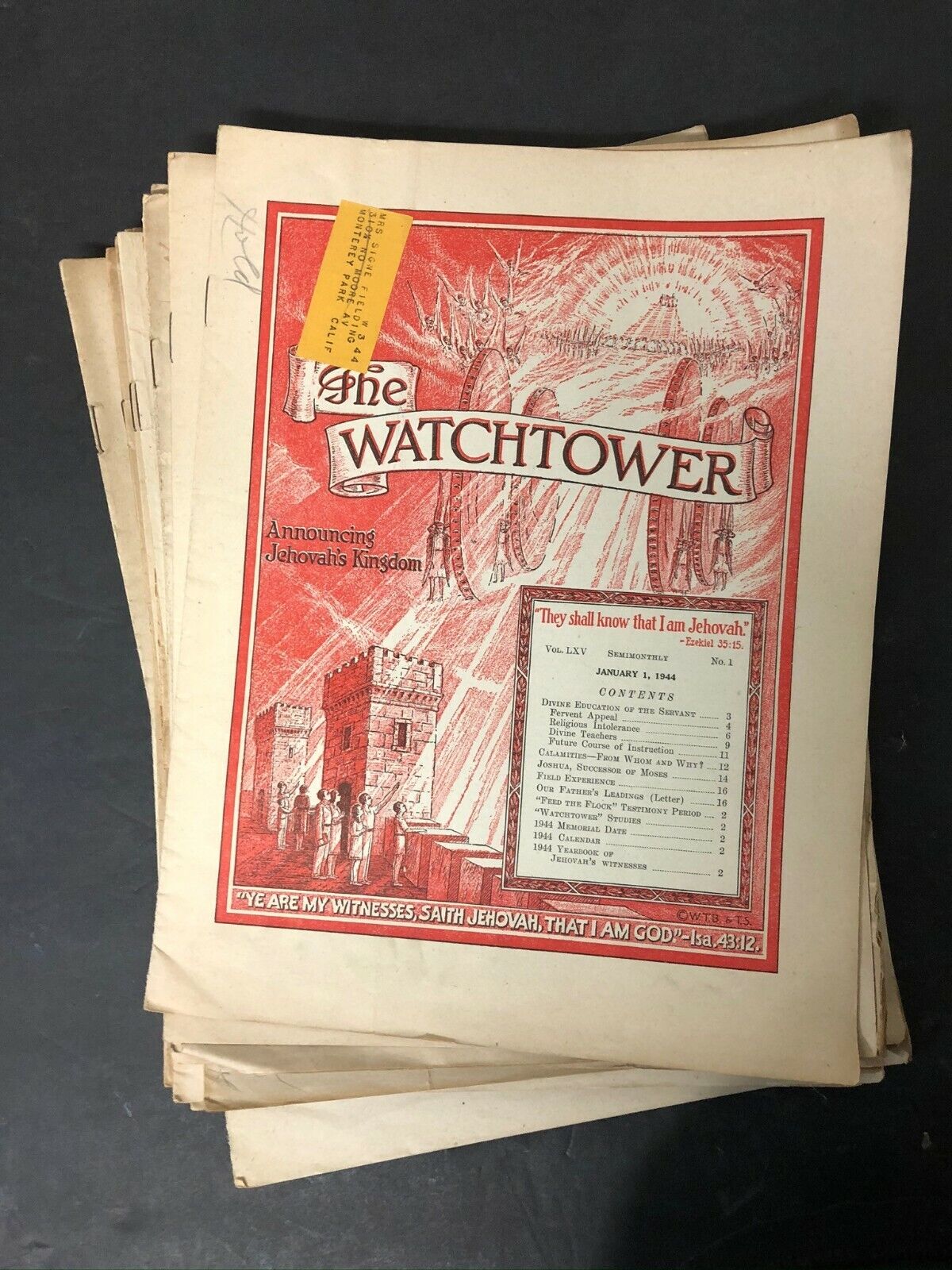 Vtg WATCHTOWER JEHOVAH'S WITNESSES Magazine Newspaper lot of 17 - 1944