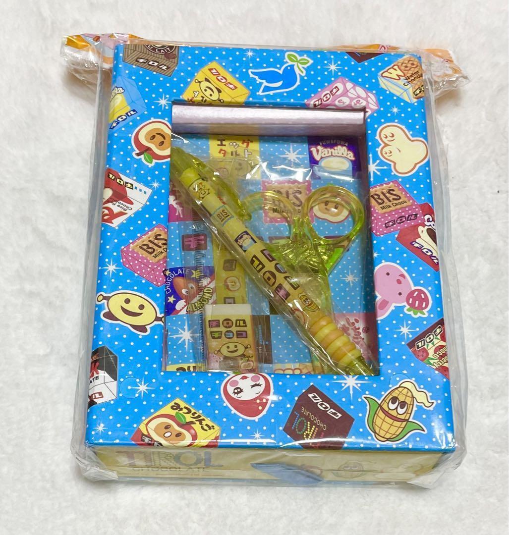 Heisei Retro Tirol Chocolate Mini Tool Box Blue Stationery Set Japan
