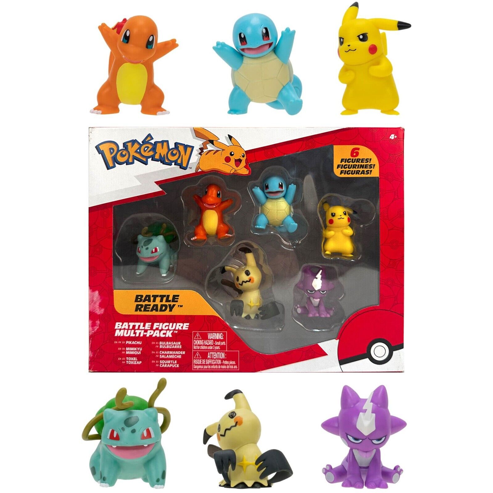 2-Inch Pokemon Battle Figure 6 Pcs Gift Set Toxel Bulbasaur Pikachu Statue Toy