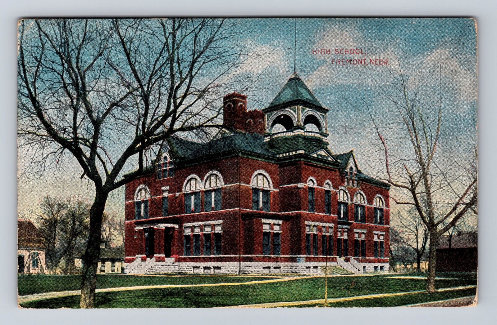 Fremont NE-Nebraska, High School, Antique Vintage c1909 Souvenir Postcard