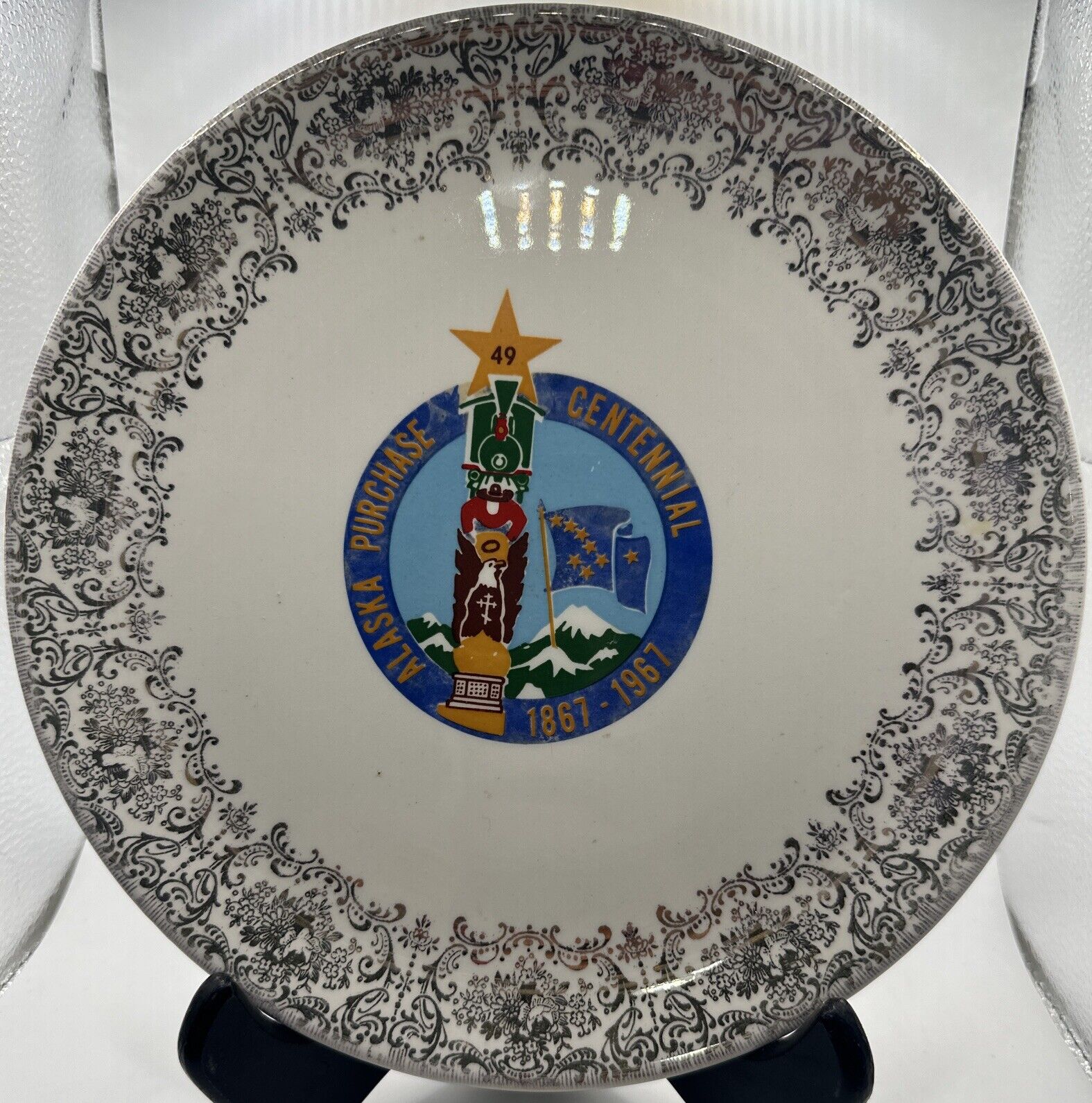 Alaska Purchase Centennial Vintage Decorative Destination Plate 9”