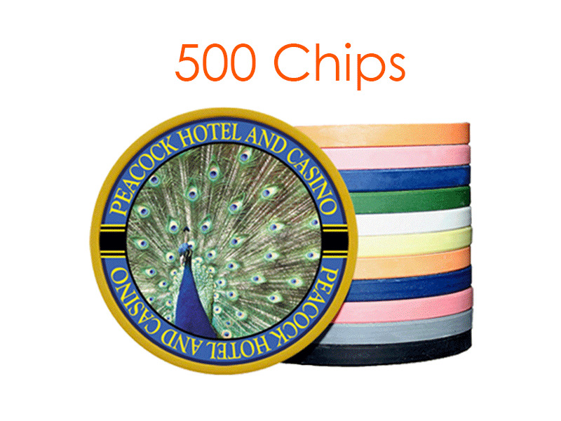 500 Custom Poker Chips : Both sides printed in Full Color with your designs 