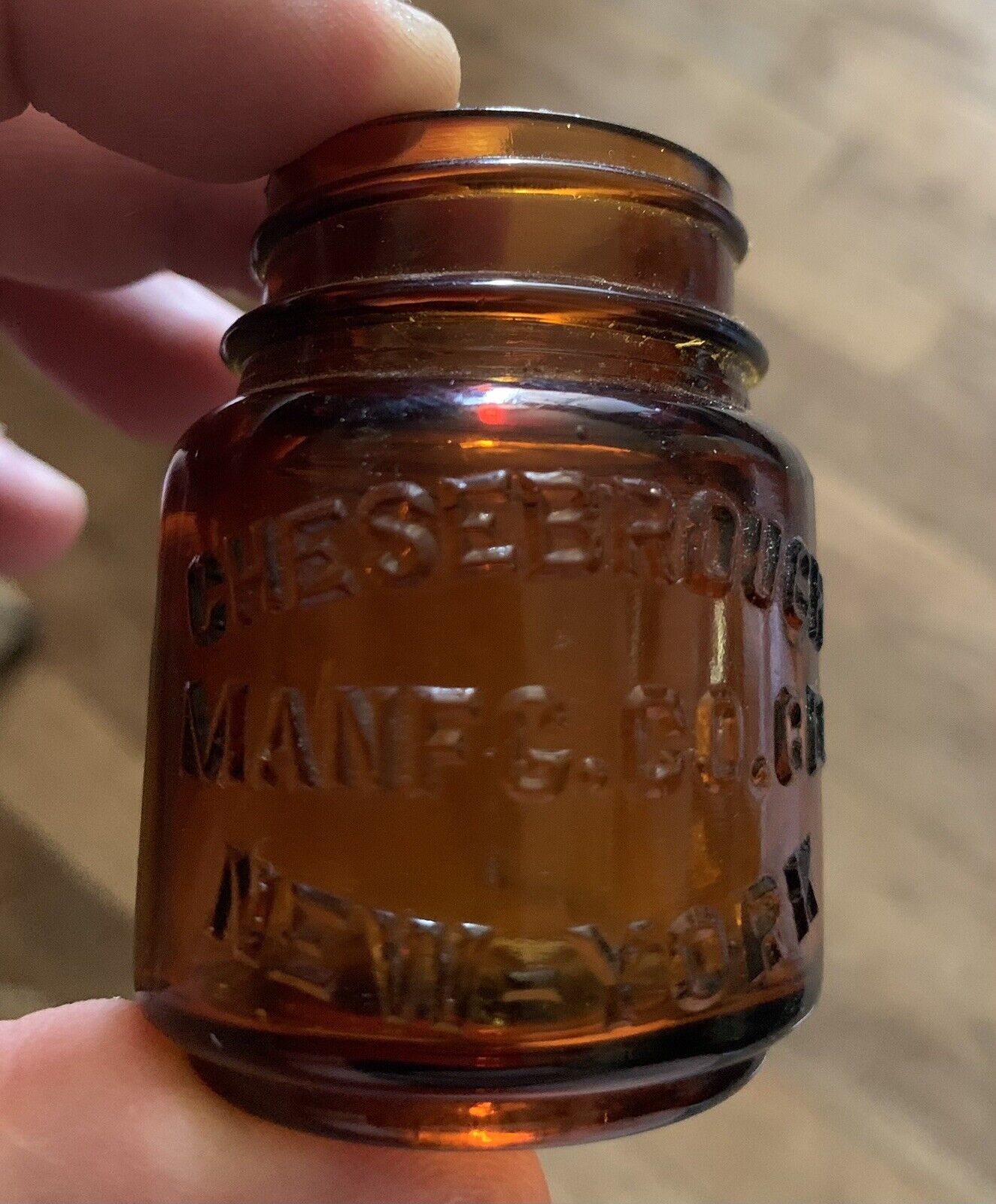 Vintage Amber Chesebrough Manufacture. CO. CD New-York Jar/Bottle