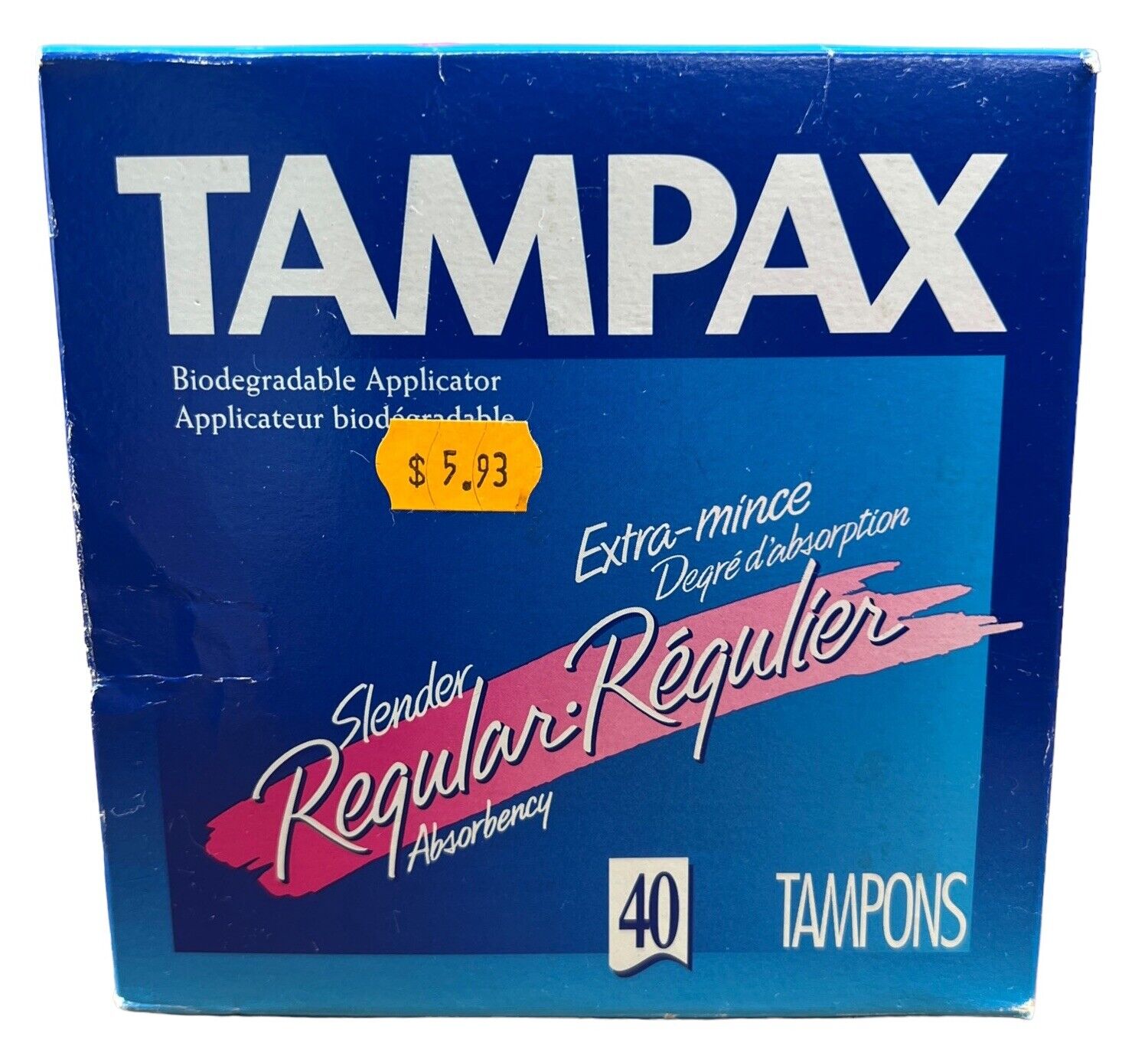Vintage 1998 Tampax Tampons REGULAR 1 pack of 40