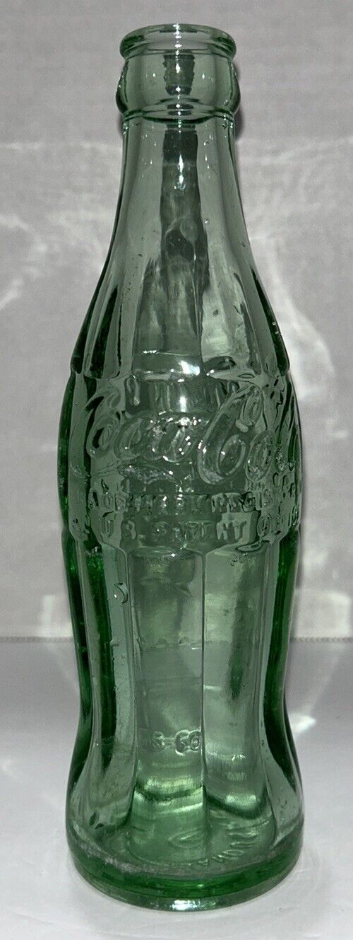 Vintage 1950 Coca-Cola  Embossed Green Glass Bottle 6 oz Sandusky Ohio