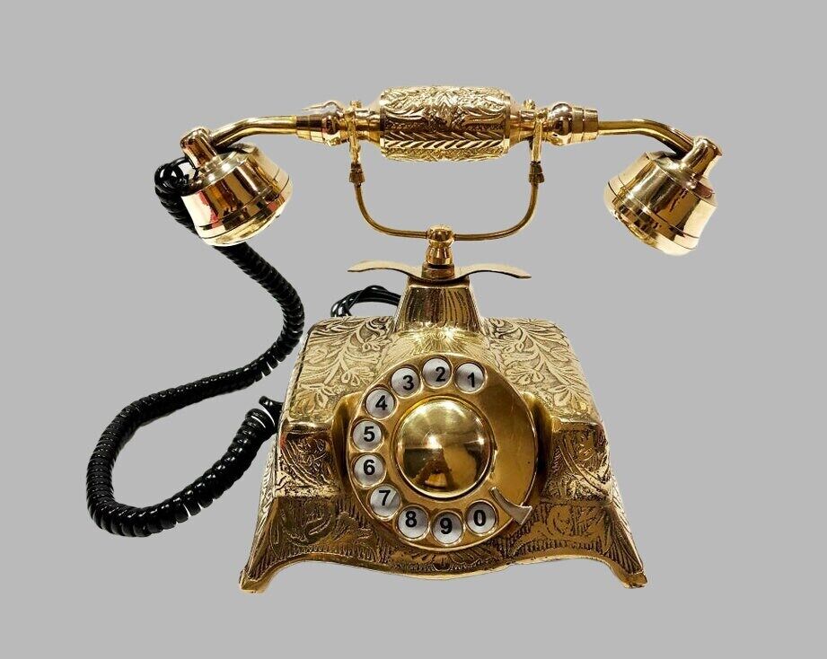 Vintage Rotatory Dial Telephone Brass Nautical Working Telephone For Home Decor