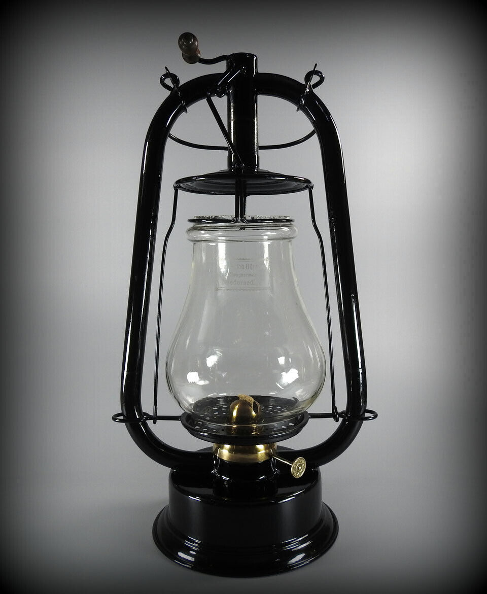 1900's Antique German Kerosene Lantern * FRIEDRICH GÜNTHER*Original Etched Globe