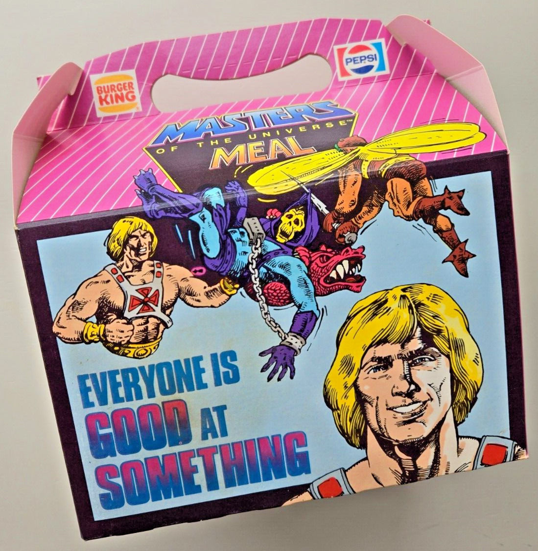 Vtg Rare 1985 Burger King Masters of The Universe He-Man Meal Pack Box Near Mint
