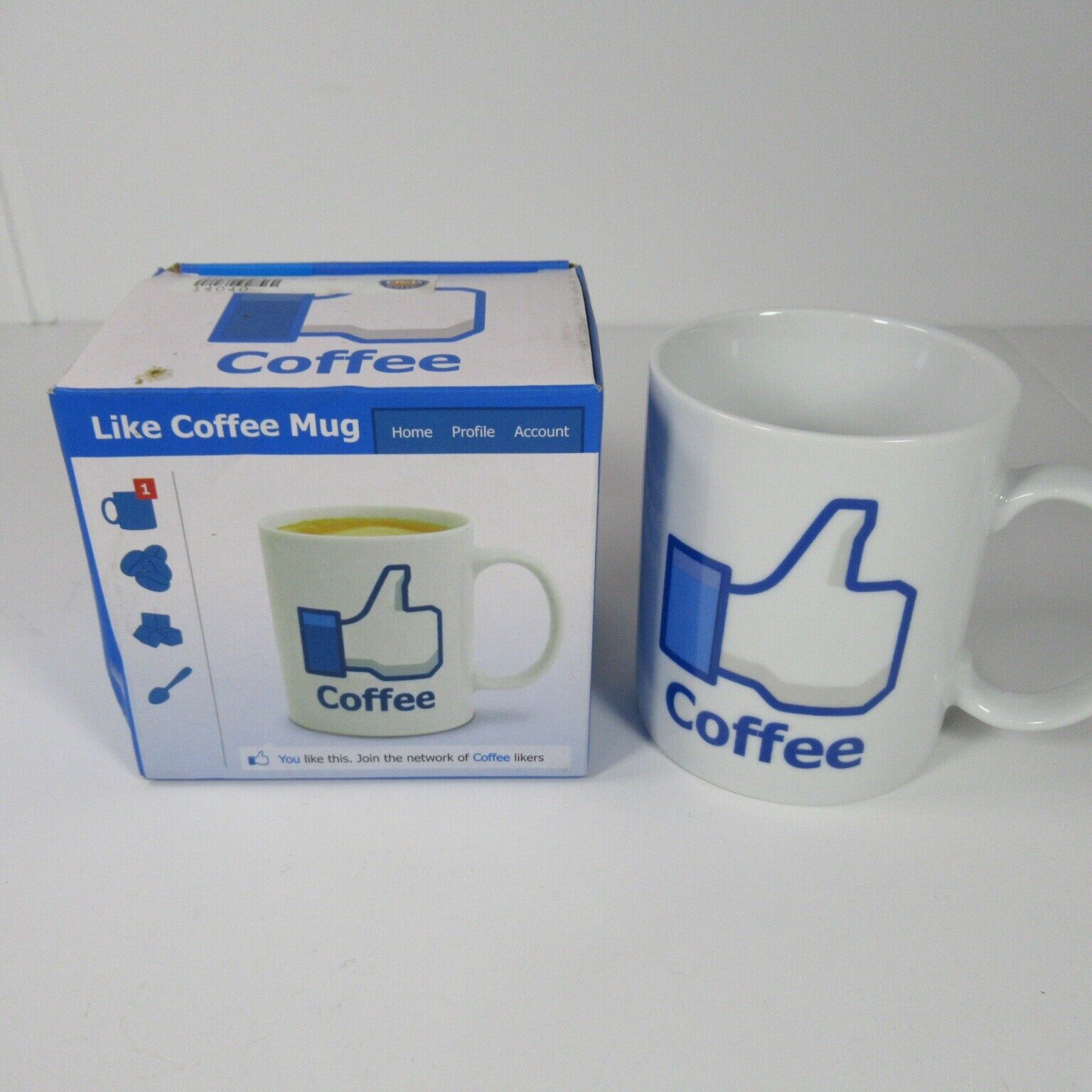 Facebook Social Media Thumbs-Up Icon Double Sided Ceramic Coffee Mug Cup In Box 